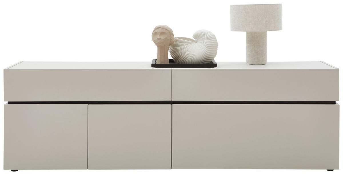 LOWBOARD  in 180/57/40 cm  - Kaschmir/Schwarz, Design, Holzwerkstoff/Kunststoff (180/57/40cm) - Voleo