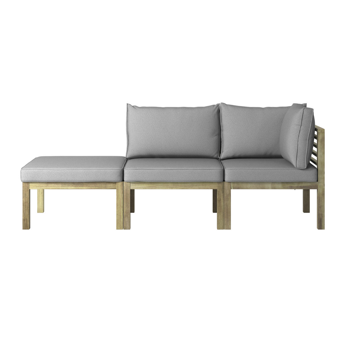 Set De Mobilier Pentru Balcon  4 piese  - culoare lemn acacia/gri, Natur, lemn/textil (65/65/65cm) - Ambia Garden