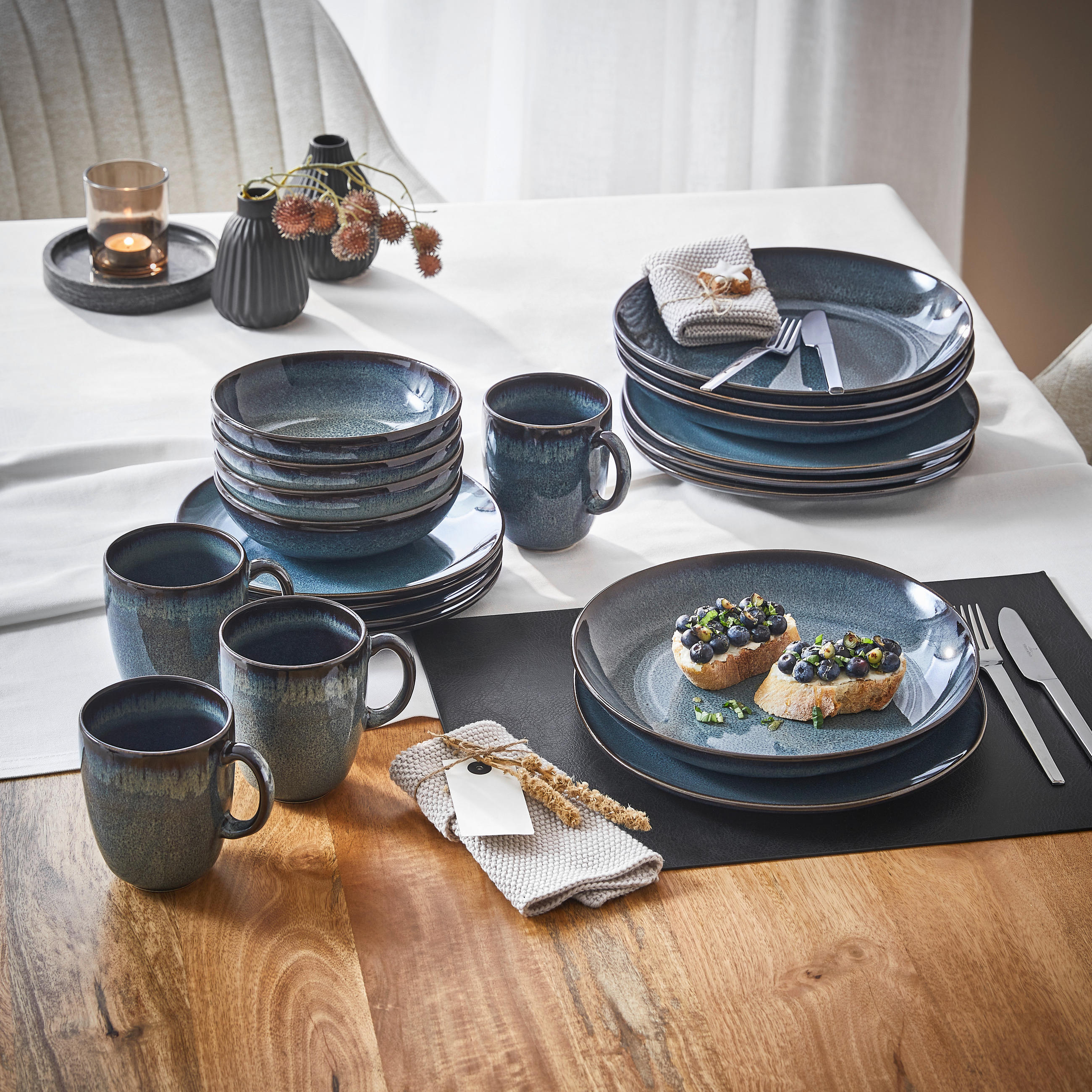 FRÜHSTÜCKSSERVICE 12-teilig Lave Gris  - Basics, Keramik (34,5/19,4/32cm) - like.Villeroy & Boch