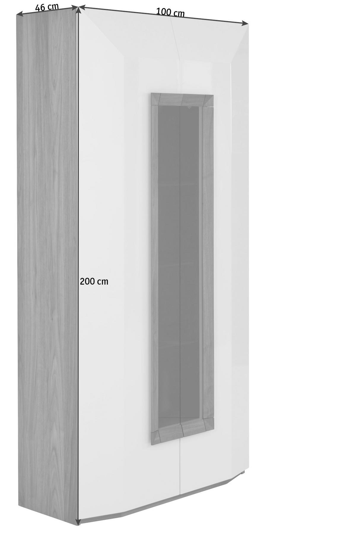 VITRINA 100/200/46 cm   - bijela/boje oraha, Design, drvni materijal/drvo (100/200/46cm) - Ambiente