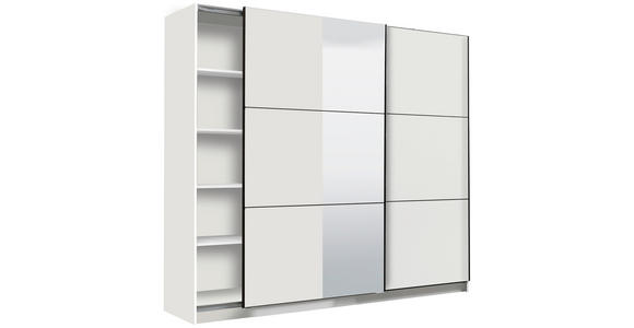SCHWEBETÜRENSCHRANK 236,5/210/62,5 cm 2-türig Weiß - Schwarz/Weiß, Basics, Glas/Holzwerkstoff (236,5/210/62,5cm) - Xora