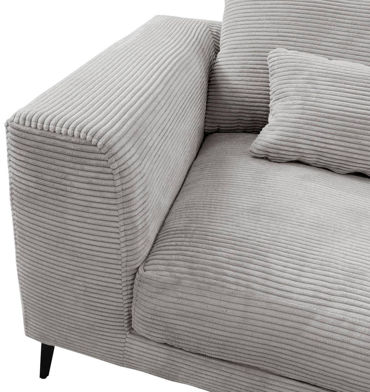 ECKSOFA in Cord Hellgrau  - Hellgrau/Schwarz, Design, Textil/Metall (313/172cm) - Livetastic