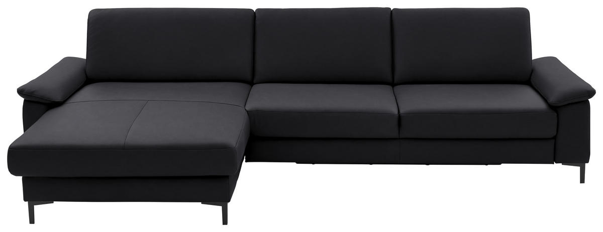 ECKSOFA in Echtleder Anthrazit  - Anthrazit/Schwarz, Design, Leder/Metall (176/334cm) - Dieter Knoll