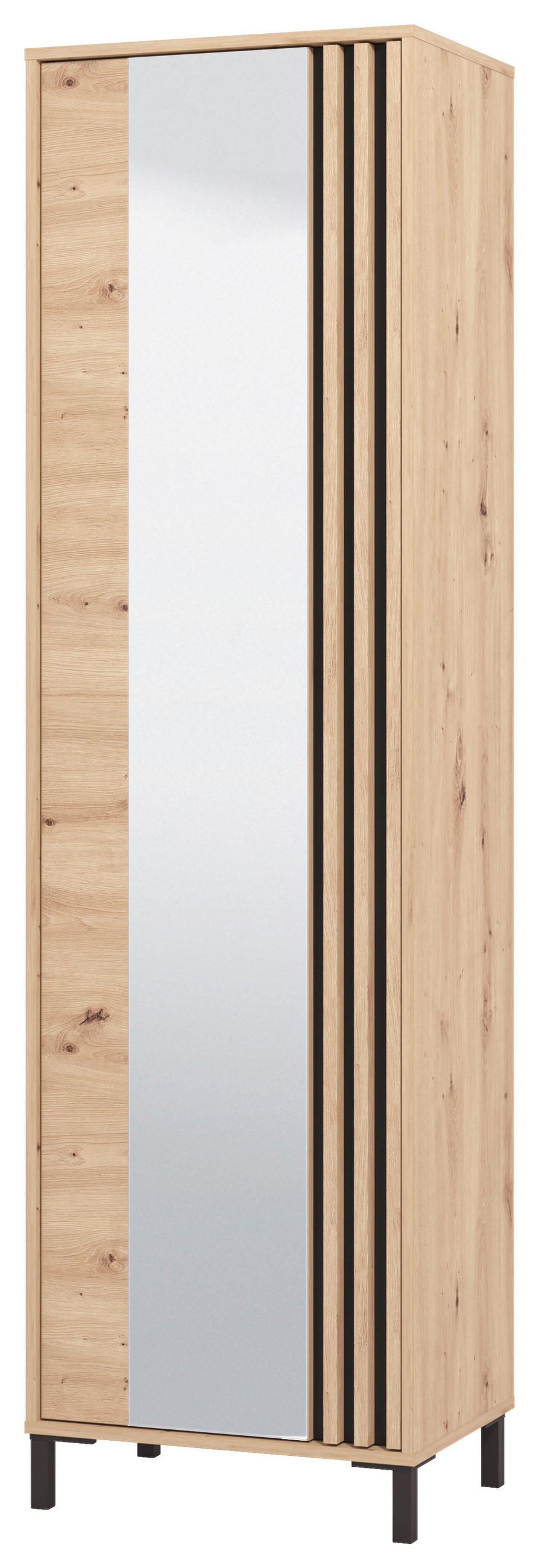 GARDEROBE 6-teilig  in 240/192,5/40 cm  - Schwarz/Eiche Artisan, Basics, Holzwerkstoff/Textil (240/192,5/40cm) - Carryhome