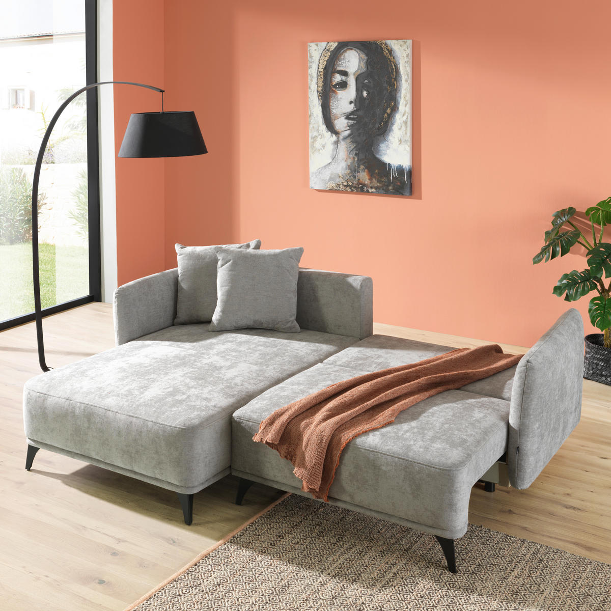 ECKSOFA Grau Chenille  - Schwarz/Grau, LIFESTYLE, Textil/Metall (172/255cm) - Carryhome