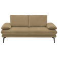 2,5-SITZER Dieter Knoll in Velours Cappuccino  - Beige/Schwarz, Design, Textil/Metall (196/89/104cm) - Dieter Knoll