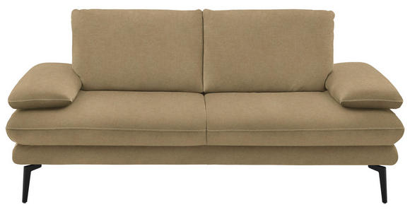 2,5-SITZER Dieter Knoll in Velours Cappuccino  - Beige/Schwarz, Design, Textil/Metall (196/89/104cm) - Dieter Knoll