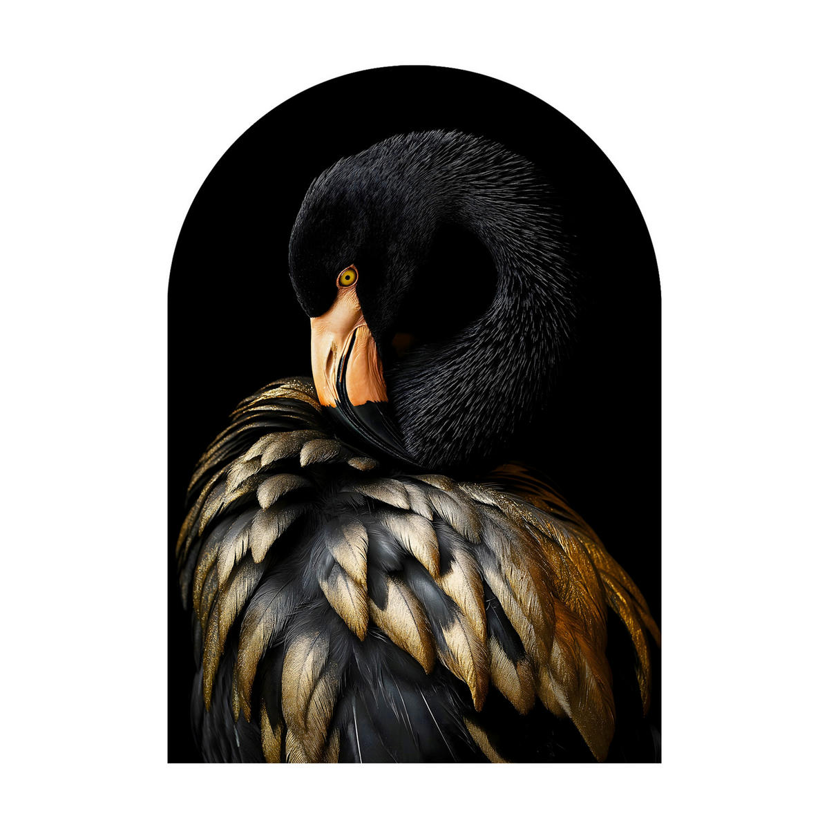 GLASBILD Tiere 70/100 cm  - Goldfarben/Schwarz, Basics, Glas/Papier (70/100cm)