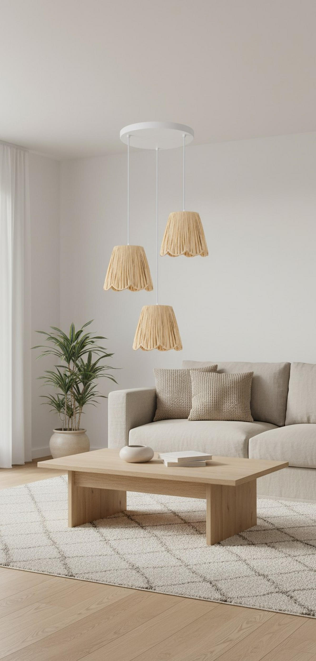 HÄNGELEUCHTE 46/120 cm  - Naturfarben/Weiß, KONVENTIONELL, Papier/Metall (46/120cm) - Collet's Monde