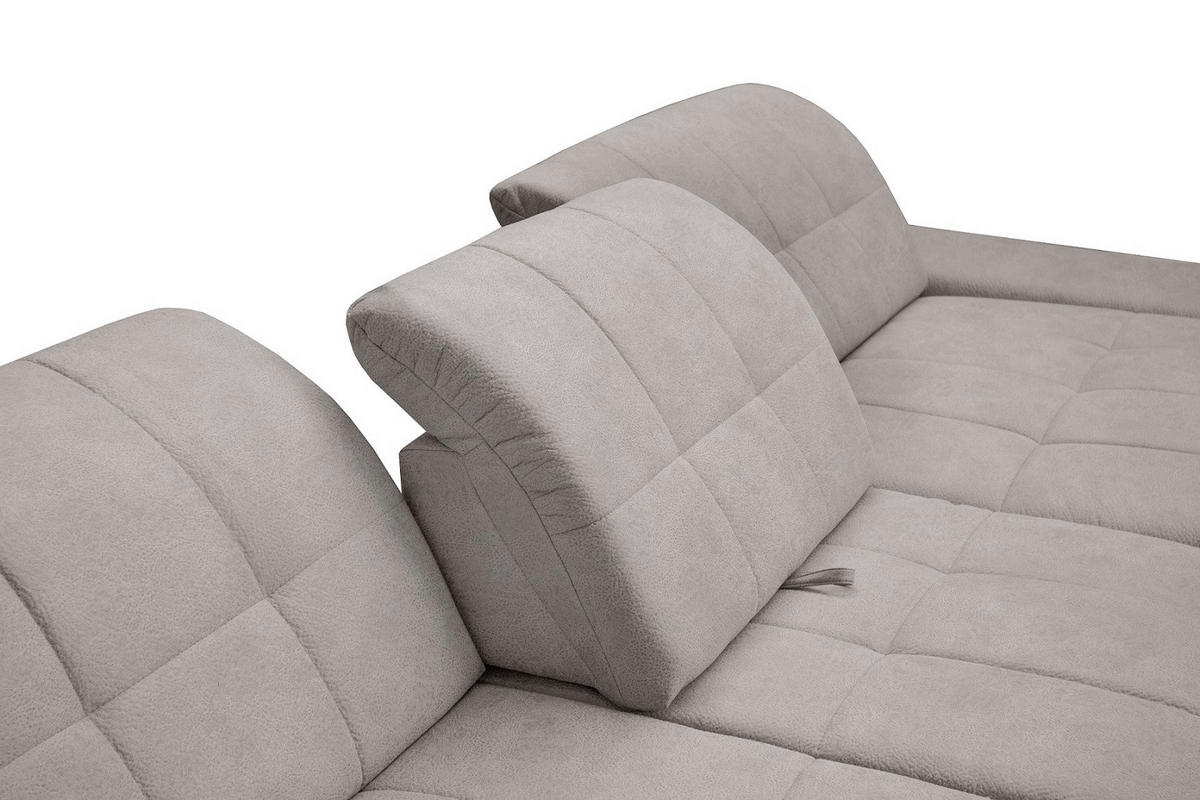 SAROKGARNITÚRA textil szürke  - krómszínű/szürke, Basics, textil/fém (340/198cm) - Xora