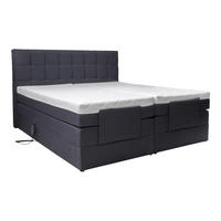 BOXSPRINGBETT 180/200 cm,  in Anthrazit, gepolstertes Kopfteil, Topper, motorische Verstellbarkeit, Fernbedienung, Matratzen, H3 = fest  - Anthrazit/Schwarz, Basics, Kunststoff/Textil (180/200cm) - Moderano