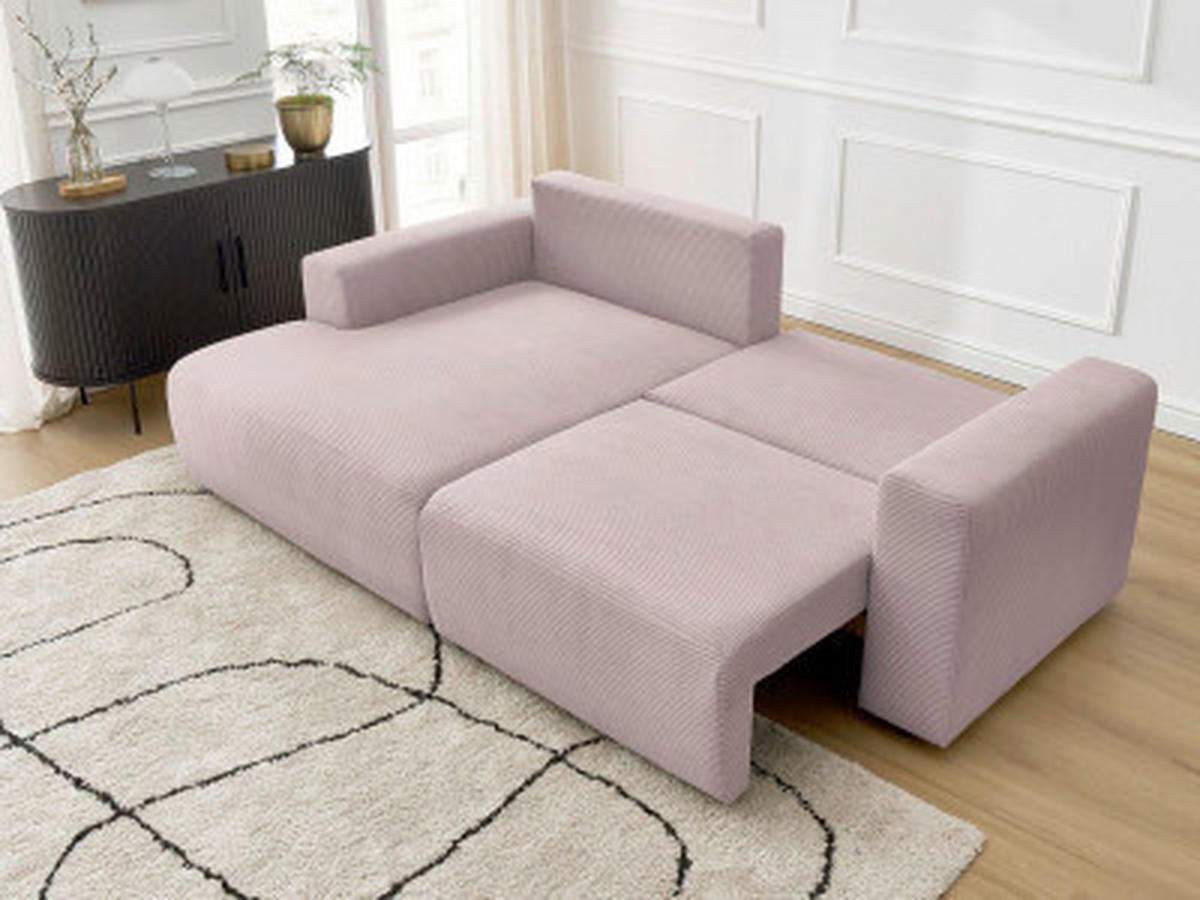 ECKSOFA Ottomane links  ATILLA Lila Cord  - Lila/Schwarz, MODERN, Kunststoff/Textil (149/244cm)