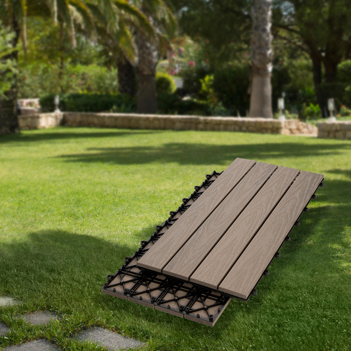 TERASOVÁ DLAŽDICA, farba duba, béžová - farba duba/béžová, Konventionell, kompozitné drevo/plast (30/60/2,4cm) - Ambia Garden