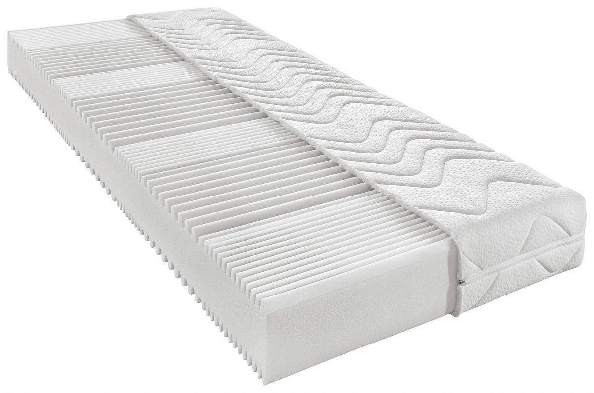 KOMFORTSCHAUMMATRATZE 140/200 cm, Höhe ca.: 19 cm, H2 = mittel, 7-Zonen - Weiß, KONVENTIONELL, Textil (140/200cm) - Sleeptex