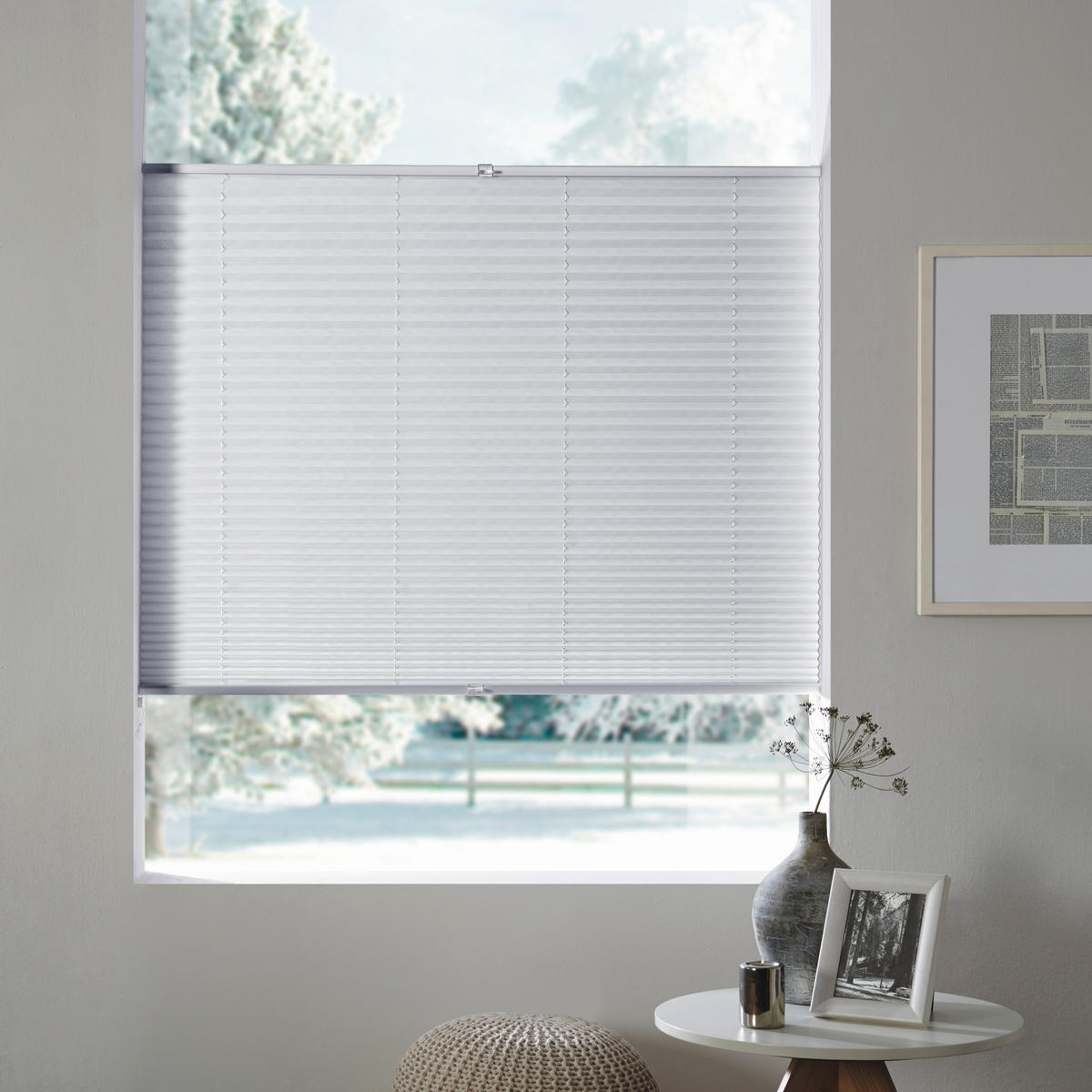 PLISSEE 100/130 cm  - Hellgrau, Basics, Textil (100/130cm) - Homeware