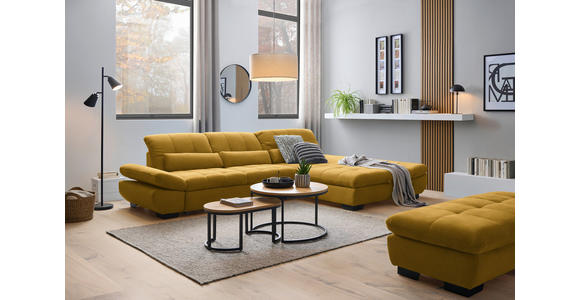 ECKSOFA  in Flachgewebe Gelb  341/204 cm  - Gelb/Schwarz, Design, Textil/Metall (341/204cm) - Xora