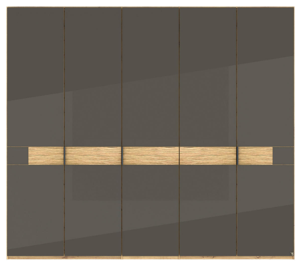 DREHTÜRENSCHRANK 250/216/58 cm,  in Braun, Eiche Bianco, 5 Tür(en)  - Schieferfarben/Eiche Bianco, Design, Glas/Holz (250/216/58cm) - Musterring
