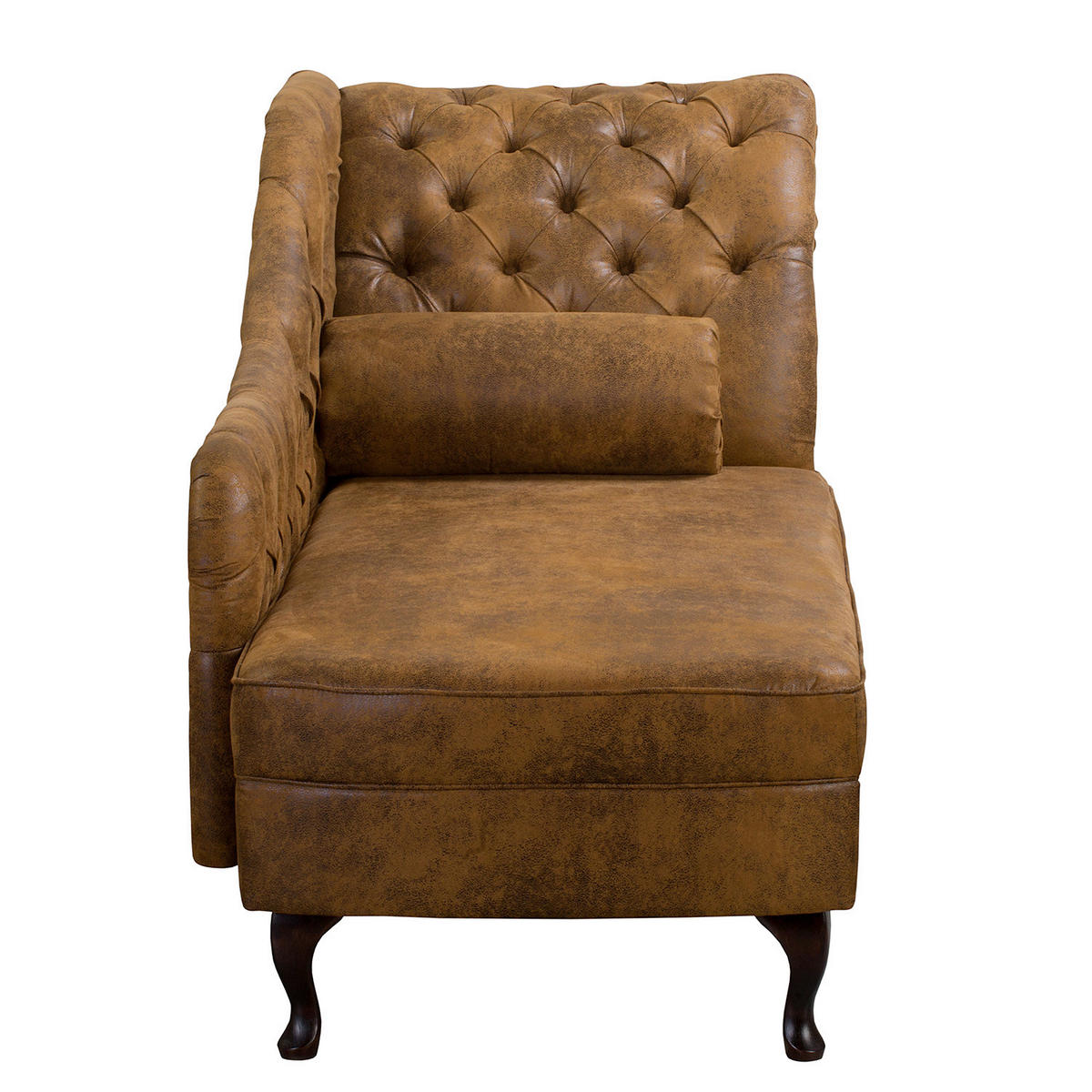 RÉCAMIERE Lederlook Cognac  - Cognac/Braun, Design, Holz/Textil (185/93/75cm) - Livetastic
