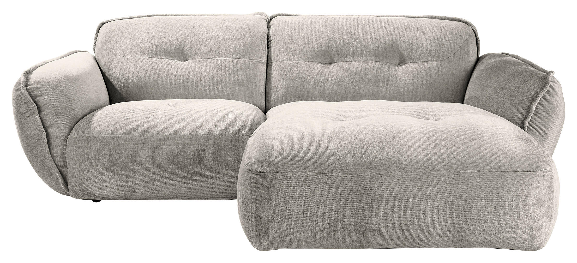 ECKSOFA in Chenille Silberfarben  - Silberfarben/Schwarz, Modern, Kunststoff/Textil (269/184cm) - Trendmanufaktur