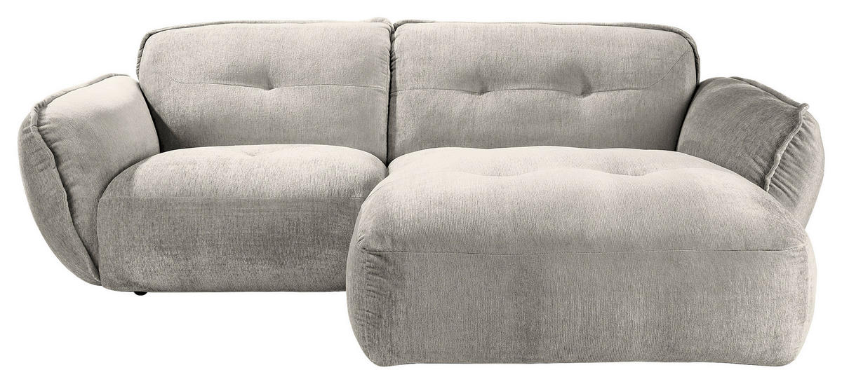 ECKSOFA in Chenille Silberfarben  - Silberfarben/Schwarz, Modern, Kunststoff/Textil (269/184cm) - Trendmanufaktur