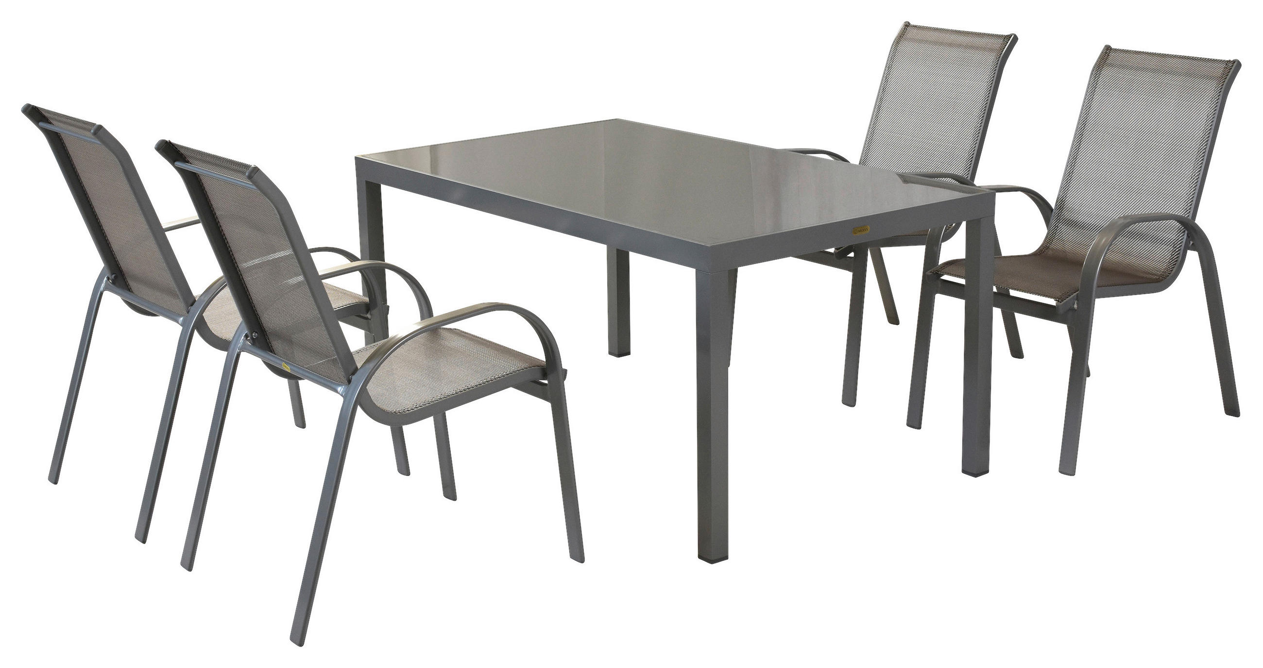 GARTENSET Aluminium - Silberfarben/Braun, MODERN, Textil/Metall - Gardenson