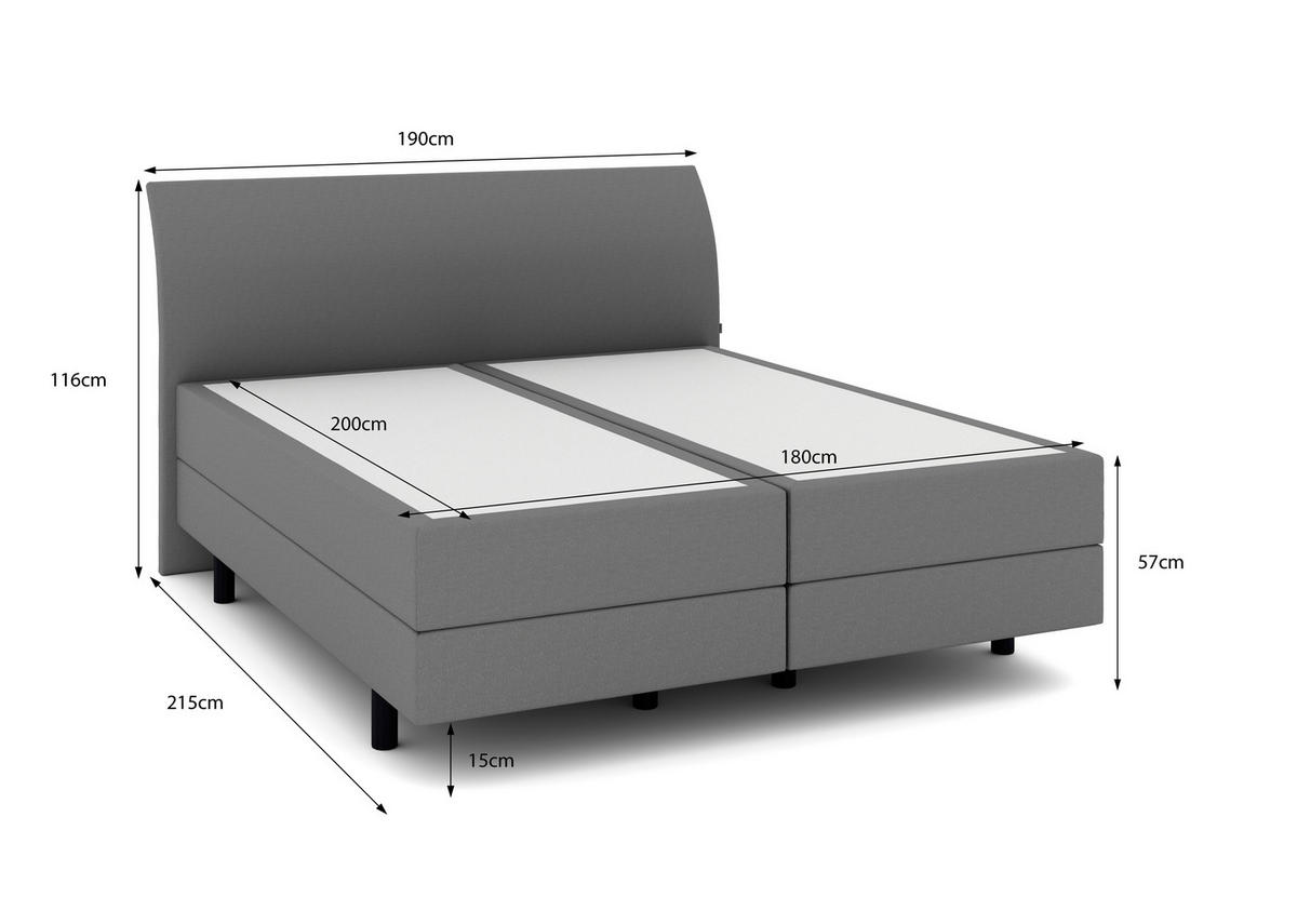 BOXSPRINGBETT 180/200 cm  in Grau  - Schwarz/Grau, KONVENTIONELL, Kunststoff/Textil (180/200cm) - Musterring