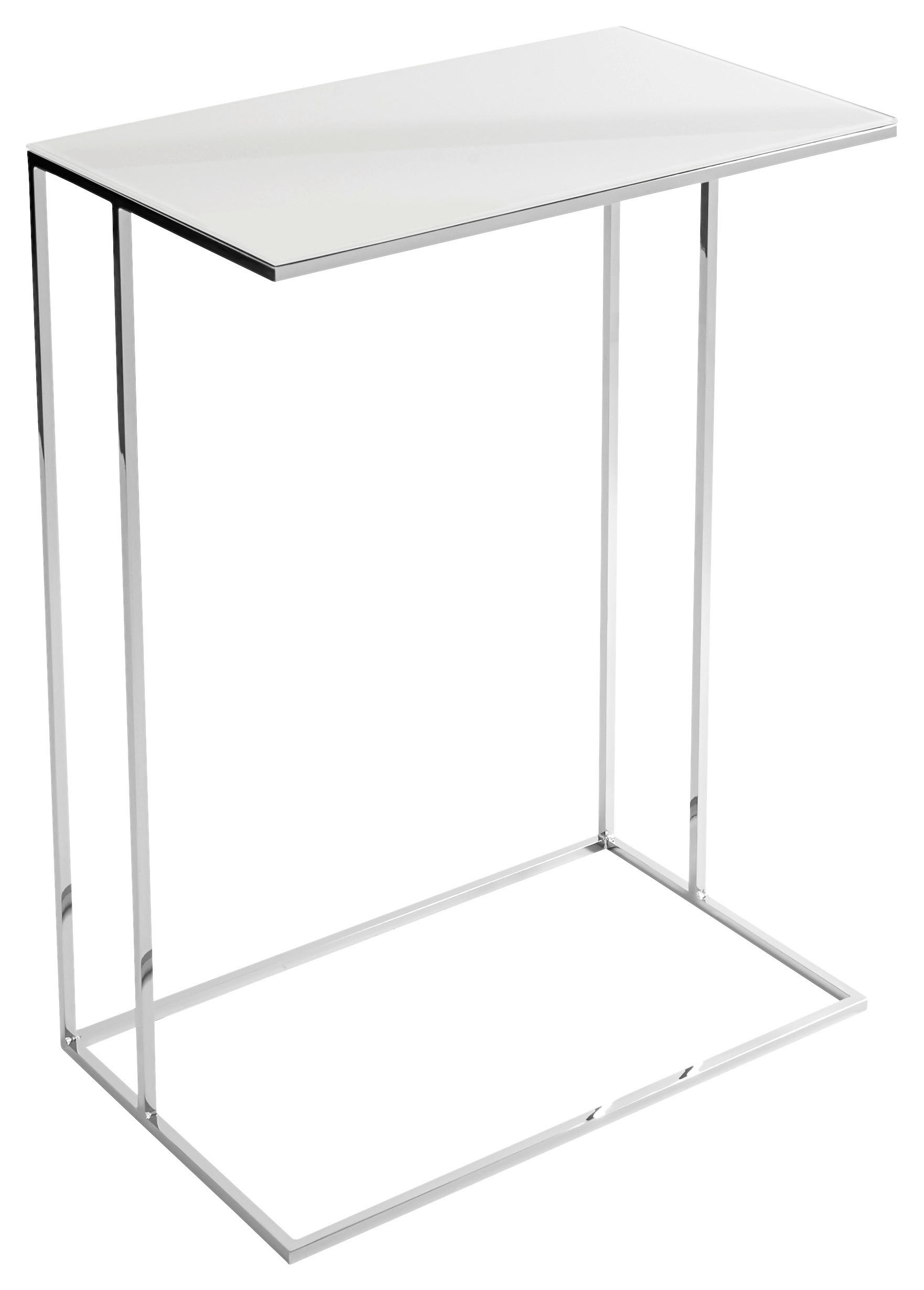 BEISTELLTISCH 50/30/68 cm MODERN Weiß, Chromfarben rechteckig  - Chromfarben/Weiß, Design, Glas/Metall (50/30/68cm) - Novel