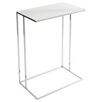 BEISTELLTISCH 50/30/68 cm MODERN Weiß, Chromfarben rechteckig  - Chromfarben/Weiß, Design, Glas/Metall (50/30/68cm) - Novel