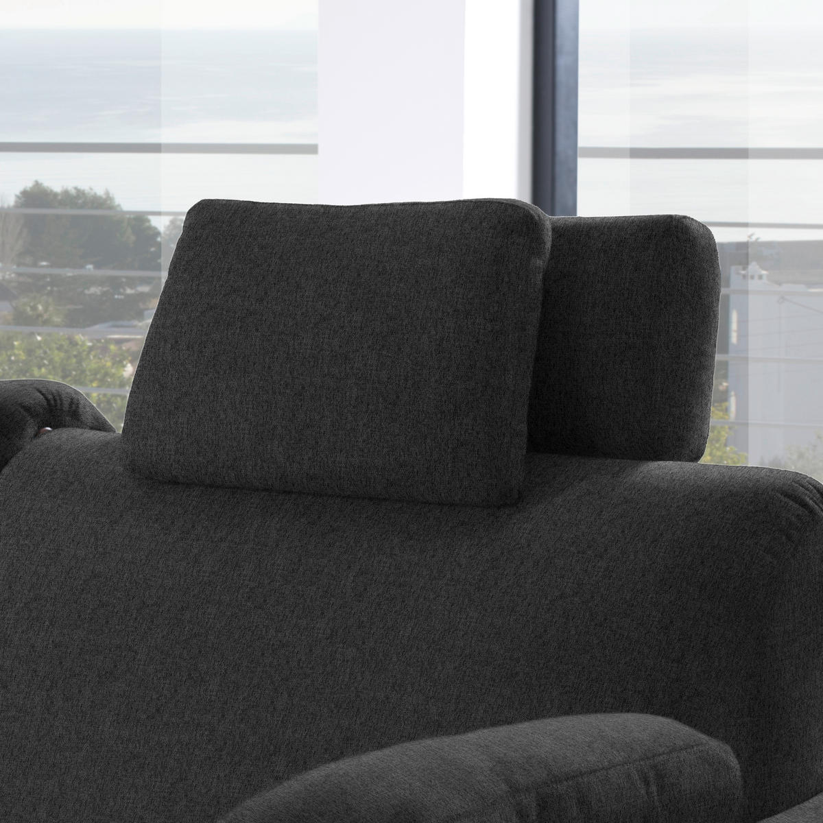 ECKSOFA  in Flachgewebe Anthrazit  203/261 cm  - Eichefarben/Anthrazit, KONVENTIONELL, Holz/Textil (203/261cm) - Sedda