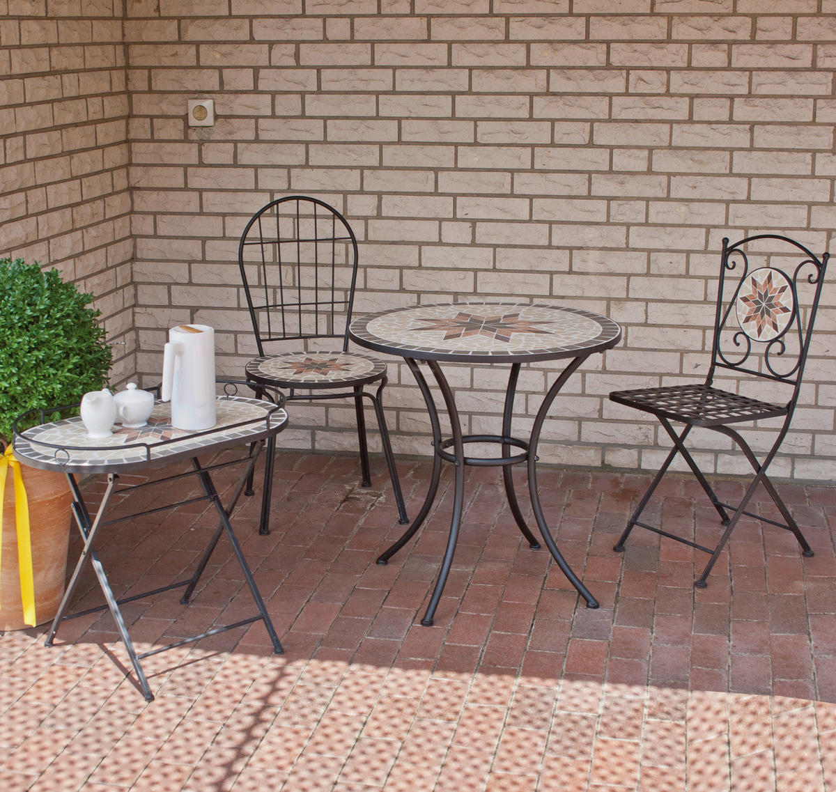 GARTENSTUHL Stahl Multicolor, Schwarz  - Multicolor/Schwarz, MODERN, Keramik/Metall (39/89,5/49,5cm) - Siena Garden