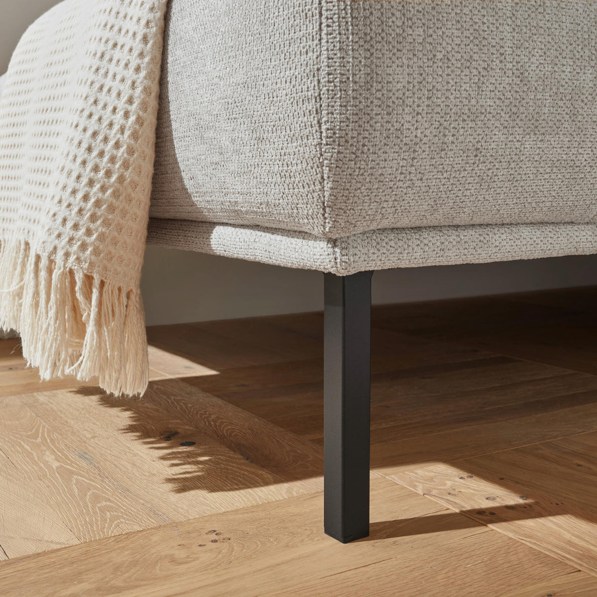 ECKSOFA  in Flachgewebe Creme  308/270 cm  - Creme/Schwarz, Design, Textil/Metall (308/270cm) - Pure Home Lifestyle