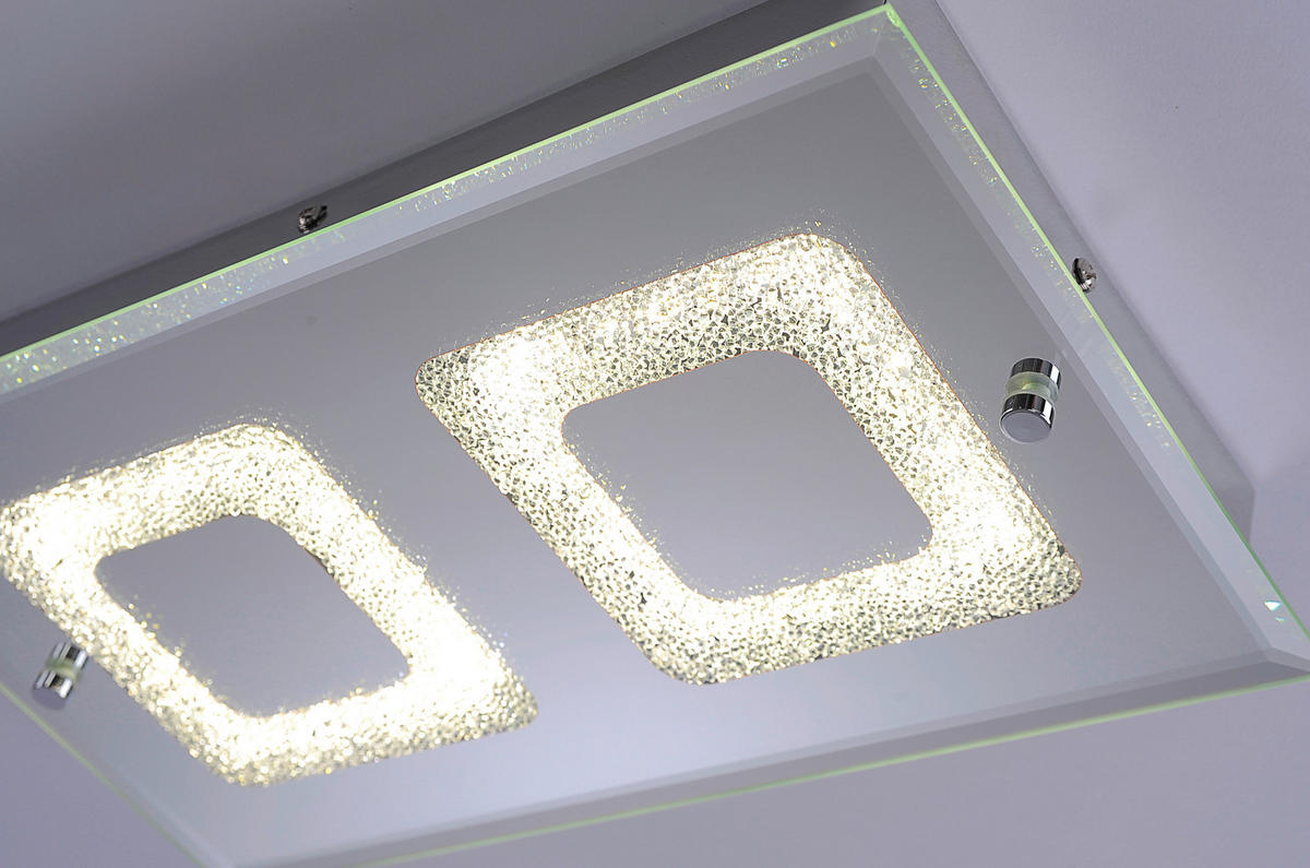 DECKENLEUCHTE LISA 40/7,5/24 cm   - Chromfarben, KONVENTIONELL, Glas/Metall (40/7,5/24cm)