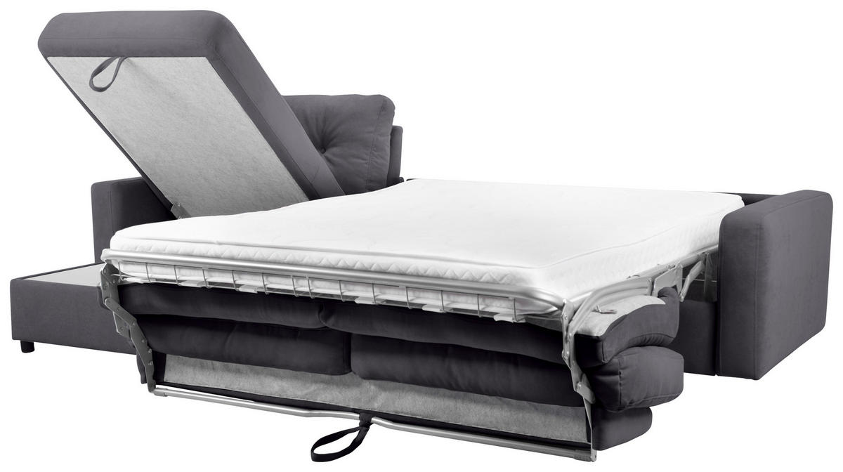 ECKSOFA Dunkelgrau Webstoff  - Dunkelgrau/Schwarz, KONVENTIONELL, Kunststoff/Textil (160/270cm) - Carryhome