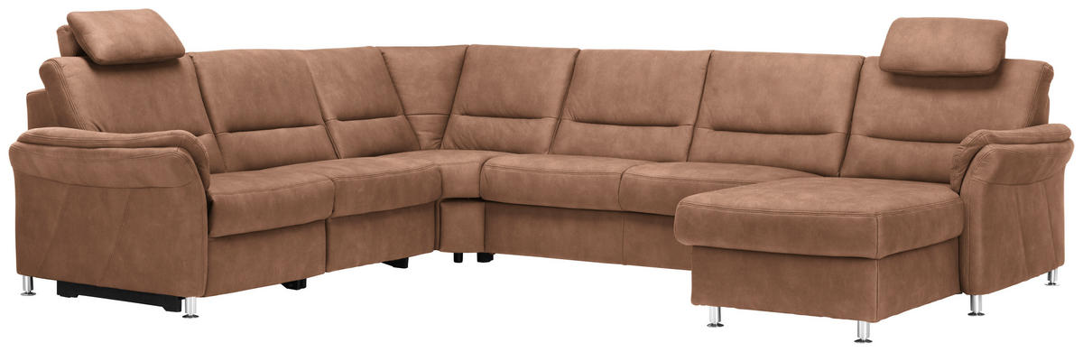 SOFFA i mikrofiber ljusbrun  - aluminiumfärg/ljusbrun, Klassisk, metall/textil (262/335/173cm) - Beldomo System