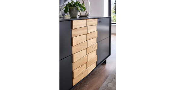 SIDEBOARD Grau, Eichefarben  186/87,2/46,4 cm  - Eichefarben/Anthrazit, Design, Holz/Holzwerkstoff (186/87,2/46,4cm) - Novel