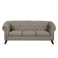 3-SITZER-SOFA GLASGOW in Velours Taupe  - Taupe, Design, Holz/Textil (197/82/90cm) - P & B