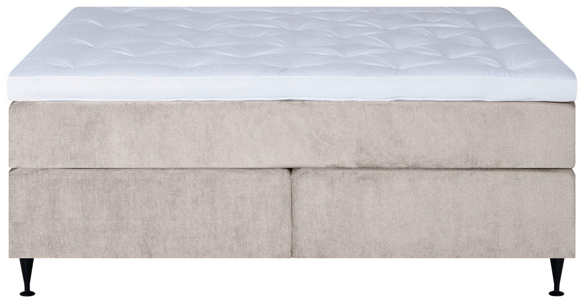 KONTINENTALSÄNG 180/200 cm  i beige  - beige/svart, Klassisk, metall/trä (180/200cm) - Ambiente