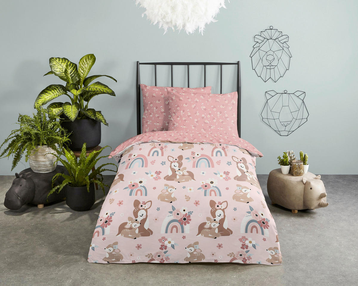 KINDERBETTWÄSCHE 100/135 cm  - Hellrosa/Altrosa, Basics, Textil (100/135cm)