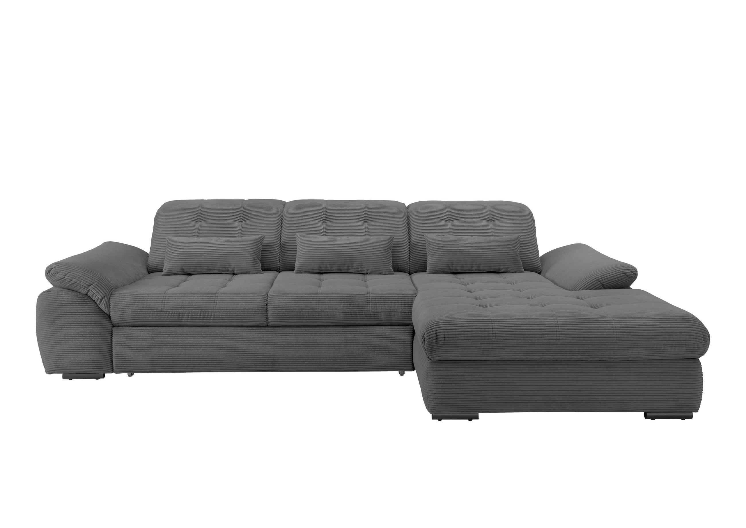 ECKSOFA Grau Cord  - Schwarz/Grau, MODERN, Textil/Metall (314/184cm) - Livetastic
