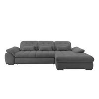 ECKSOFA Grau Cord  - Schwarz/Grau, MODERN, Textil/Metall (314/184cm) - Livetastic