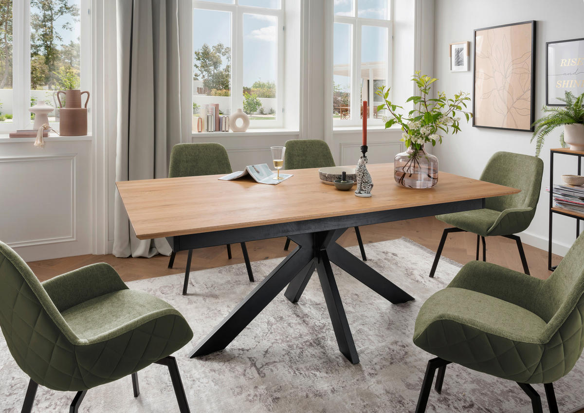 ESSTISCH in Holz 160/90/75 cm  - Schwarz/Braun, Natur, Holz/Metall (160/90/75cm) - Livetastic