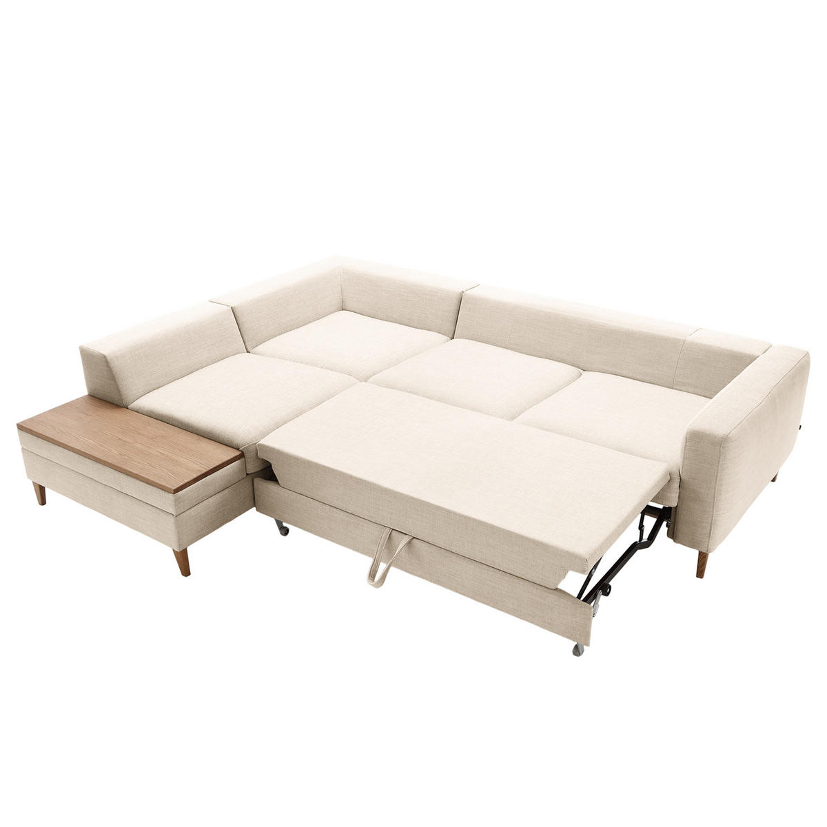 ECKSOFA in Webstoff Silberfarben  - Eschefarben/Silberfarben, Modern, Holz/Textil (260/90/204cm) - Trendmanufaktur
