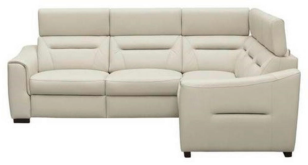 ECKSOFA Creme Echtleder Lederlook Schlaffunktion, Rücken echt, Relaxfunktion, Kopfteilverstellung  - Wengefarben/Creme, Design, Leder/Holz (260/260cm) - Celina Home