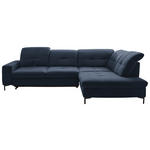 ECKSOFA in Chenille Dunkelblau  310/240 cm  - Schwarz/Dunkelblau, Design, Textil/Metall (310/240cm) - Xora