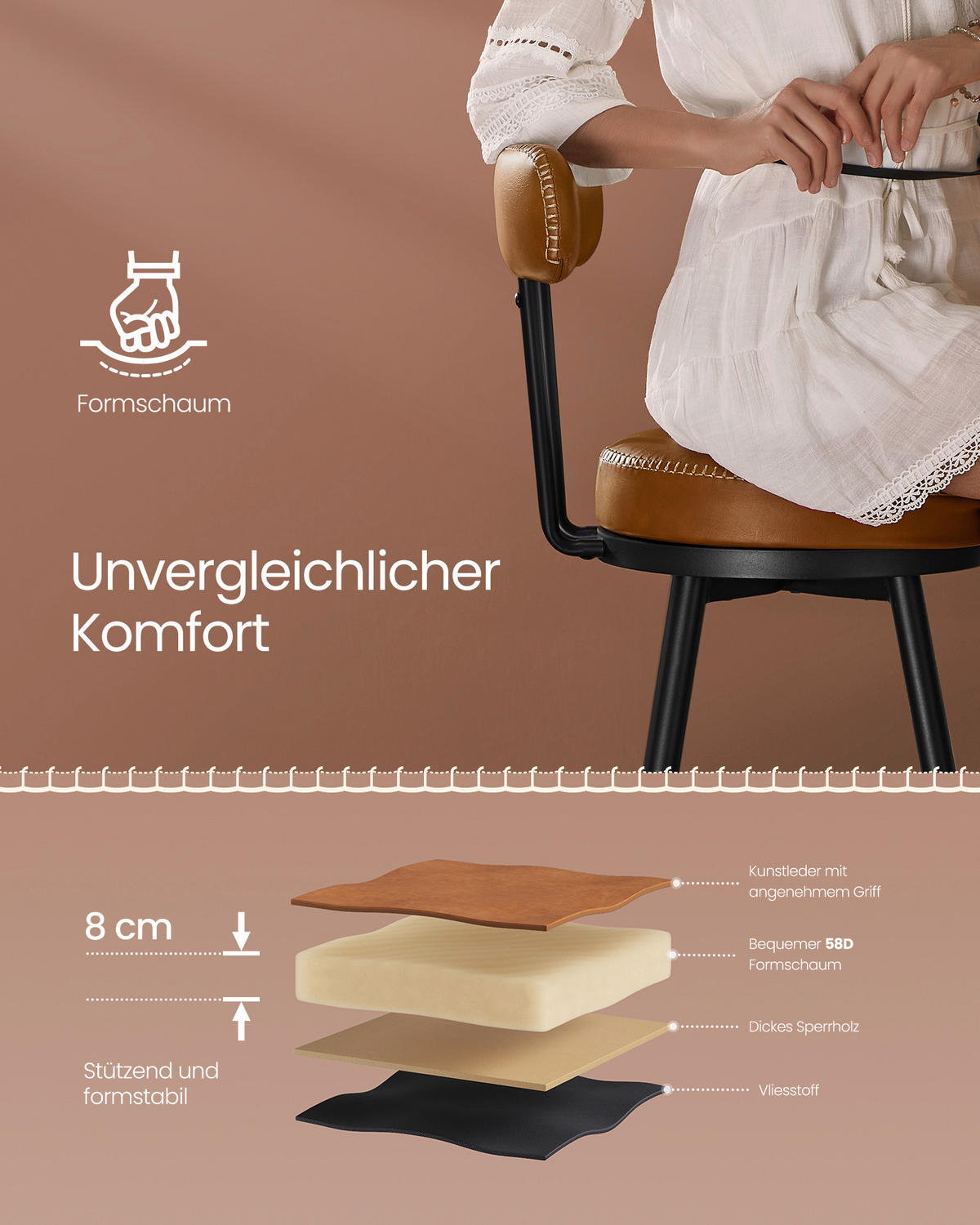 BARHOCKER-SET in Braun, Schwarz  - Schwarz/Braun, Trend, Holz/Holzwerkstoff (57/101/57cm) - Boxxx