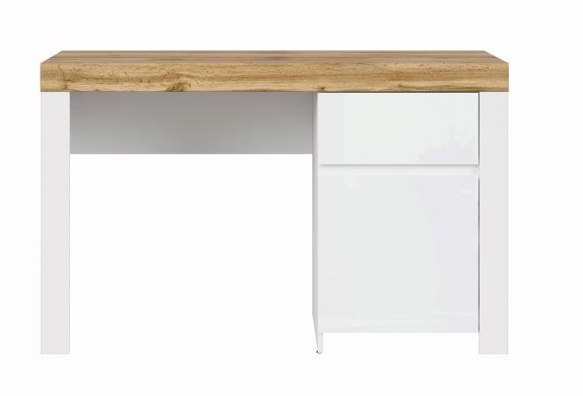 RADNI STO  bela, hrast wotan, bela visoki sjaj   - hrast wotan/bela, Dizajnerski, pločasti materijal (56,5/81,5/130,2cm) - Carryhome