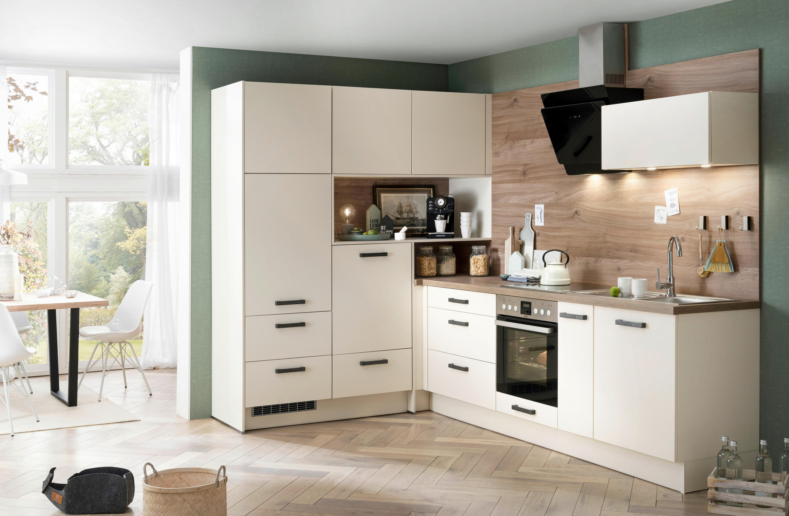 Eckküche Ip2200 ohne Geräte 188x295 cm Magnolienweiß