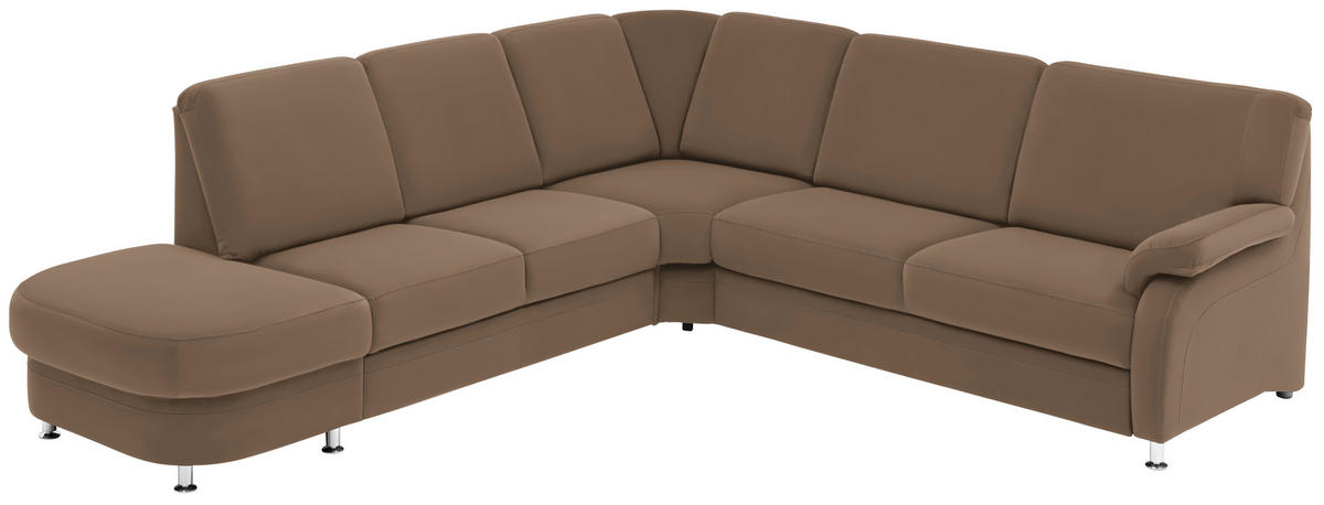 ECKSOFA in Flachgewebe Braun  287/269 cm  - Alufarben/Braun, KONVENTIONELL, Textil/Metall (287/269cm) - Beldomo System