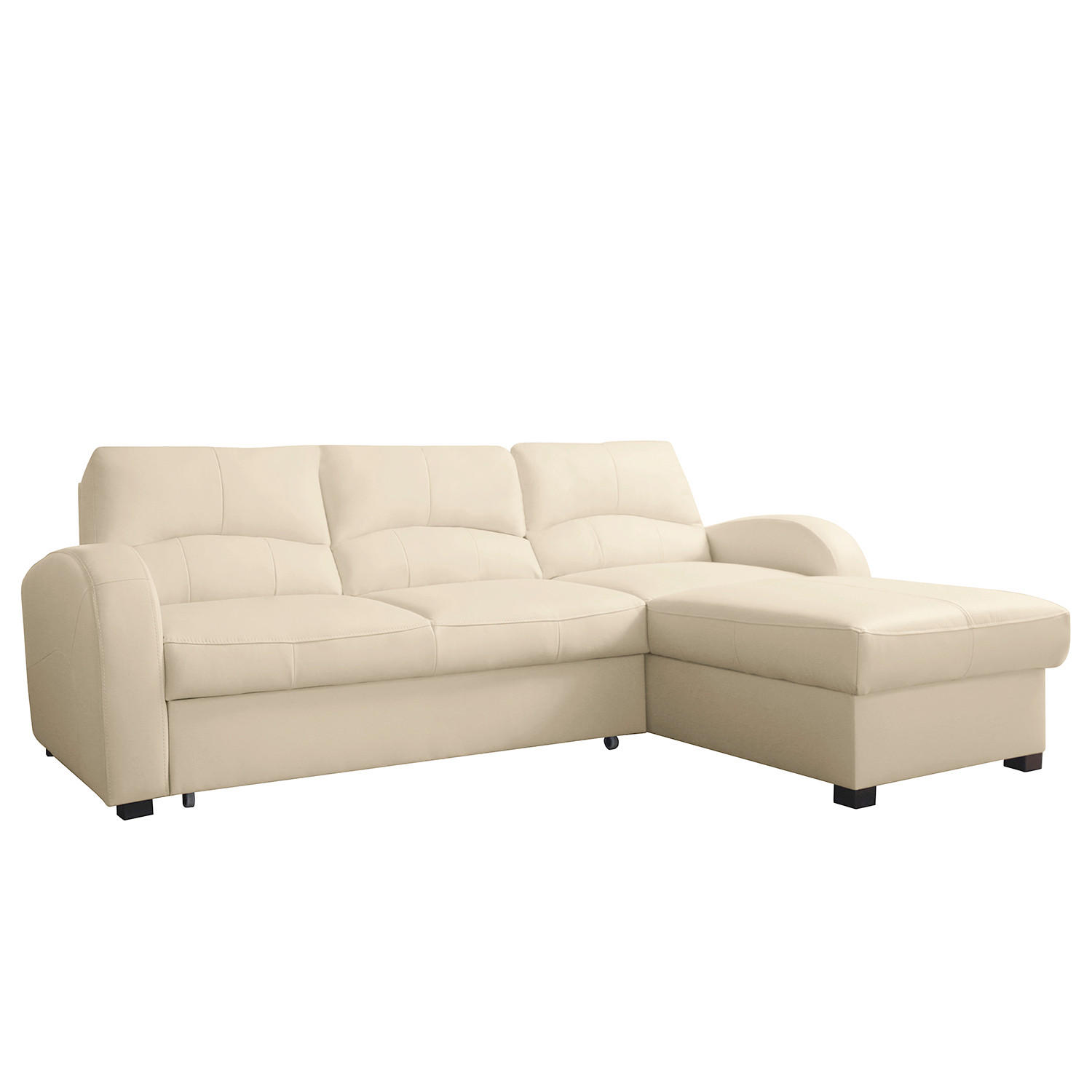 ECKSOFA  Lederlook Creme  - Creme/Schwarz, Design, Kunststoff/Textil (227/168cm) - Livetastic