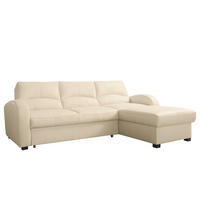 ECKSOFA 227/168 cm TILO in Lederlook Creme Bettkasten  227/168 cm  - Creme/Schwarz, Design, Kunststoff/Textil (227/168cm) - Livetastic